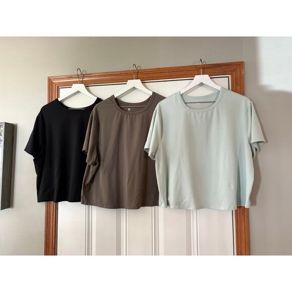 All in Motion Women's Supima Cotton Cropped Short Sleeve Top (set of 3-size XXL) - Picture 1 of 4